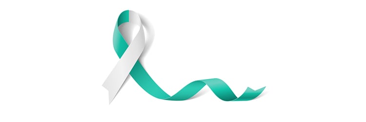 teal and white ribbon for cervical cancer awareness