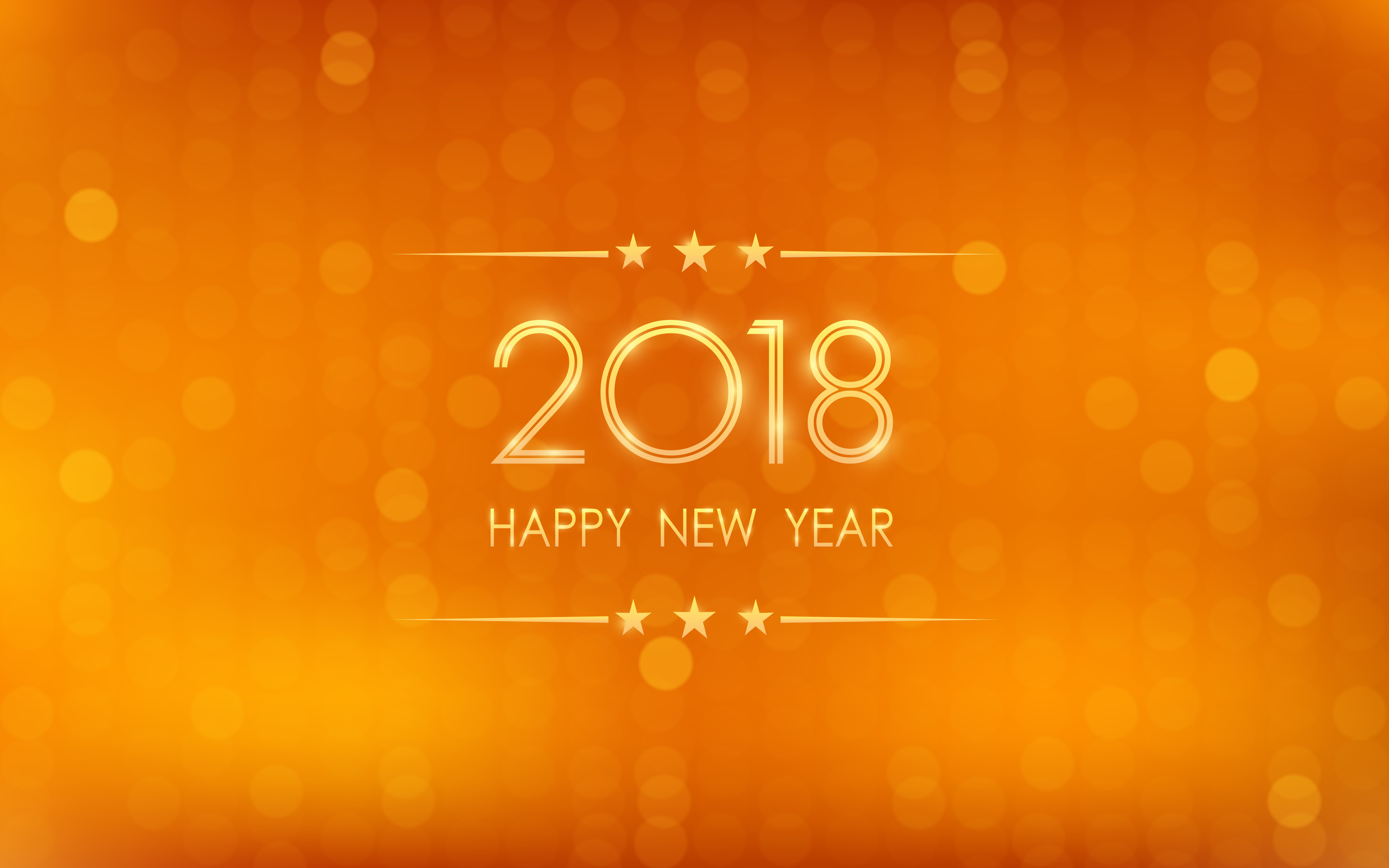 The words 2018 Happy New Year in front of gold background