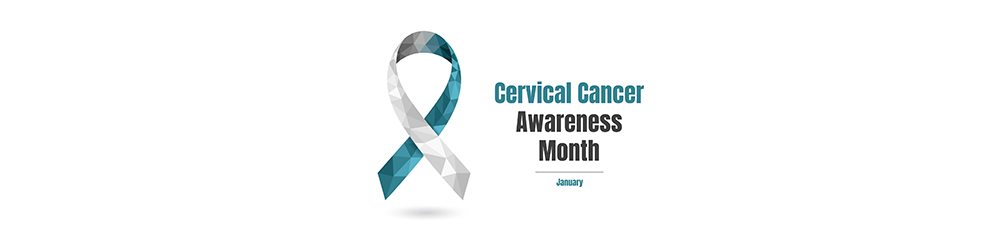 cervical cancer teal and white ribbon