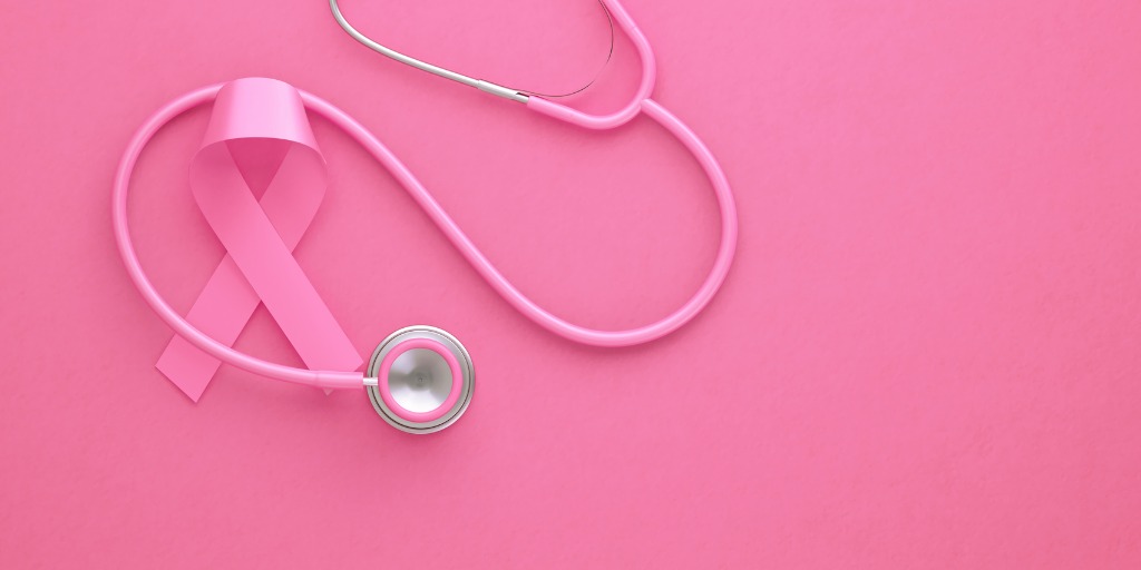 pink stethoscope with pink ribbon
